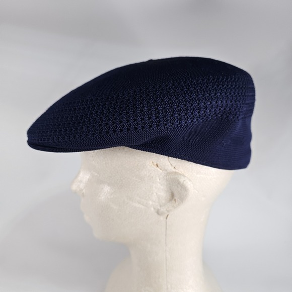 Vtg Kangol Tropic 502 Ventair Flat Cap Mens S/M Newsboy Cabbie Golf England Navy - Picture 1 of 13